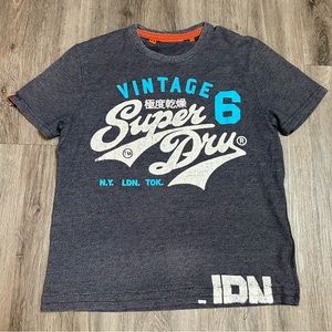 Superdry vintage blue white graphic logo t shirt